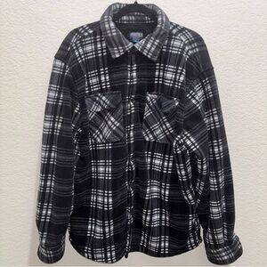 SMITH Black and White Plaid fleece flannel Shirt